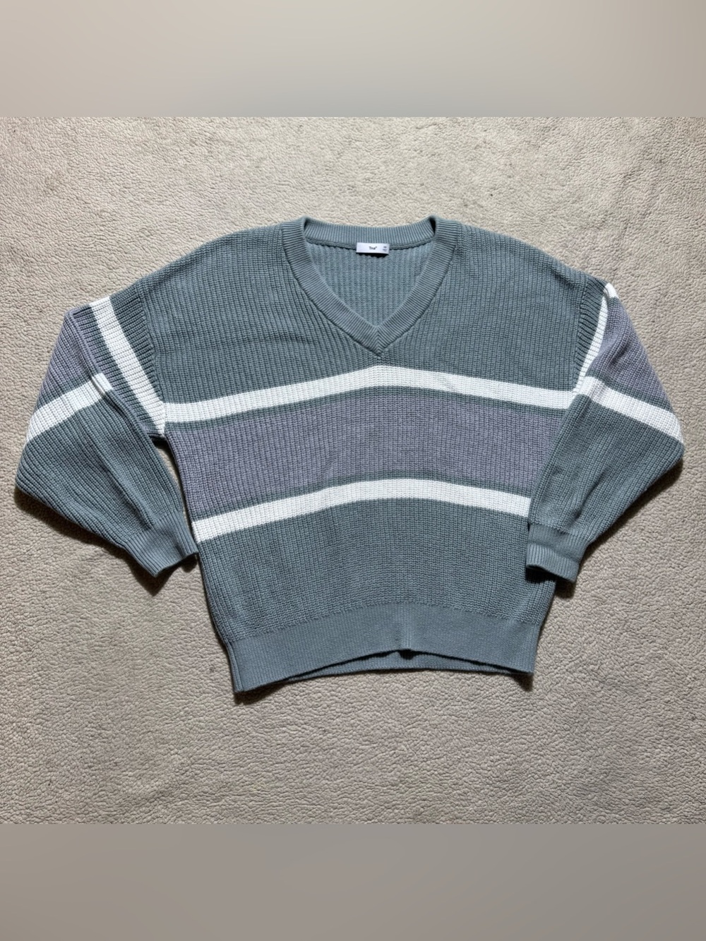 TNA Sweater Womens XS Aritzia Marcy V-Neck Knit‎ Stripe Long Sleeve Pullover Top